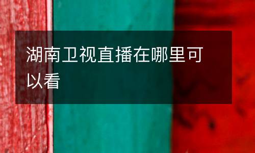 湖南衛(wèi)視直播在哪里可以看